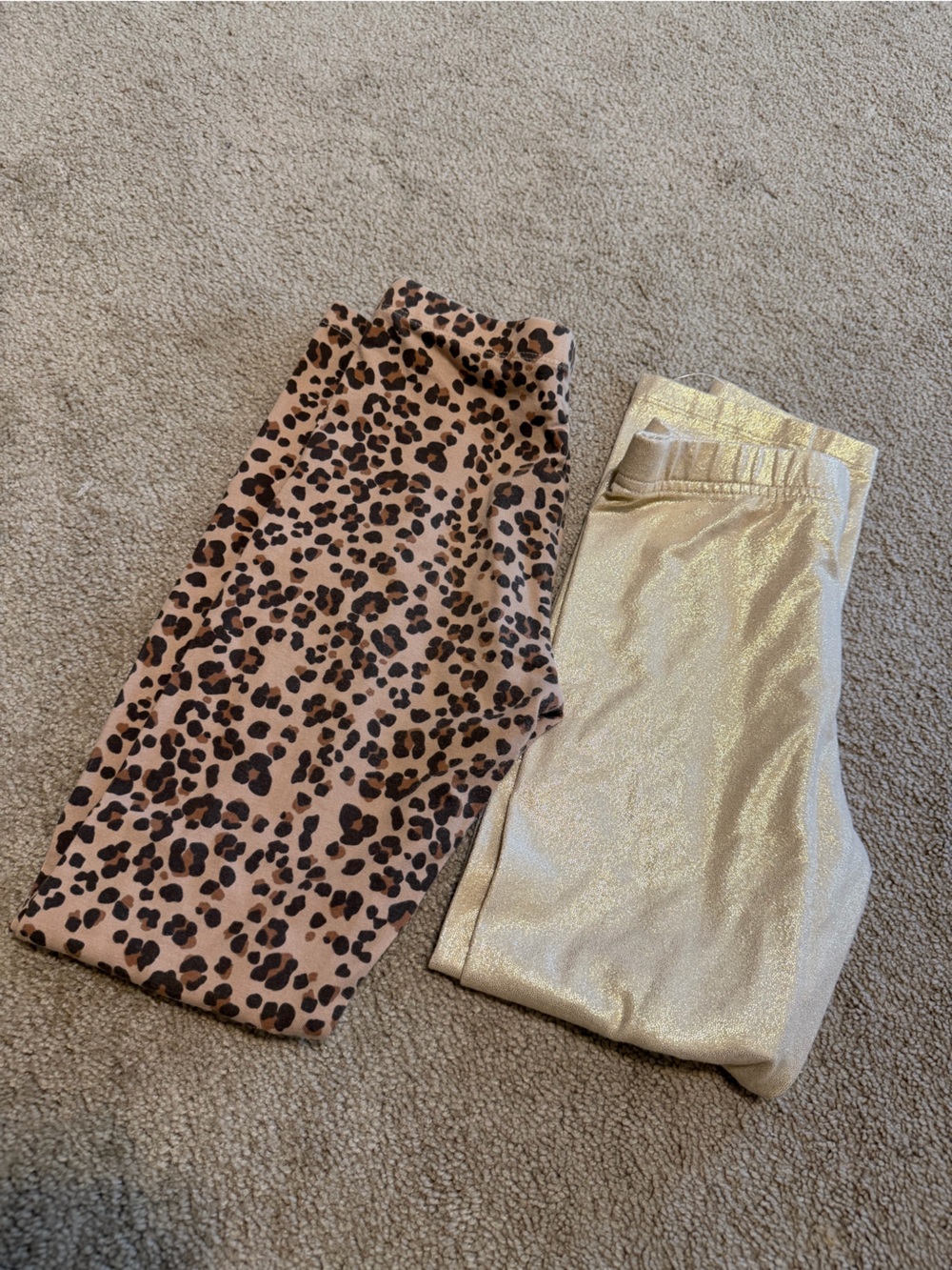 wonder nation Gold Metallic & Leopard Print Kids Leggings